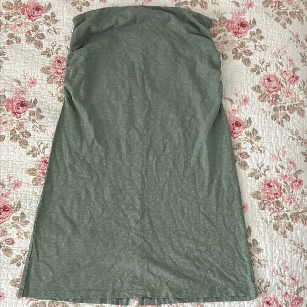 Nordstrom Caslon Strapless 100% Cotton Knit Dress in Sage Green